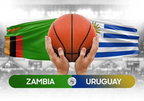 Zambia vs Uruguay national basketball teams basket ball match competition cup concept image