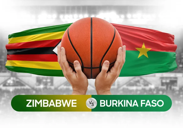 Zimbabwe, Burkina Faso milli basketbol takımlarına karşı basketbol topu yarışma kupası konsepti imajı