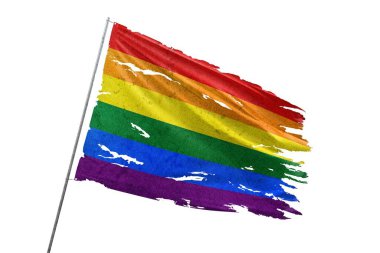 Şeffaf arkaplanda Lgbt yırtık bayrağı.