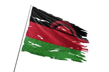 Şeffaf arkaplanda Malawi bayrağı yırtıldı.