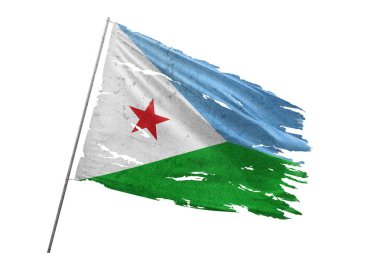 Djibouti torn flag on transparent background. clipart