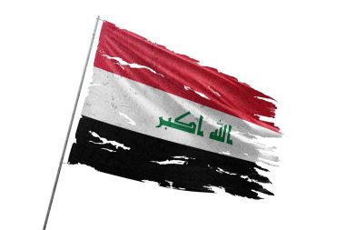 Irak 'ın bayrağı şeffaf arkaplanda yırtıldı.