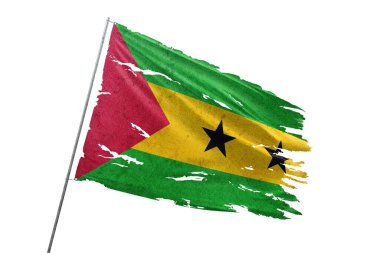 Saydam arkaplanda Sao Tome ve Principe bayrağı yırtıldı.