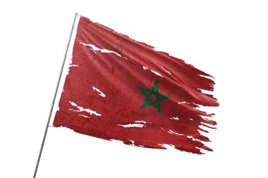 Şeffaf arkaplanda Fas bayrağı yırtıldı.