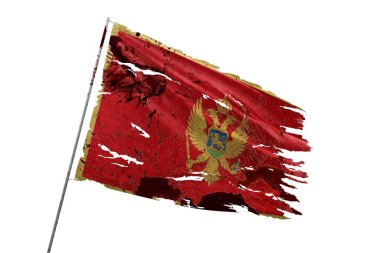 Karadağ, kan lekeleriyle şeffaf arkaplanda bayrak yırttı.