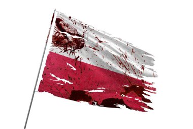 Polonya, kan lekeleriyle saydam arkaplanda bayrak yırttı.