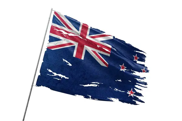 stock image New Zealand torn flag on transparent background.