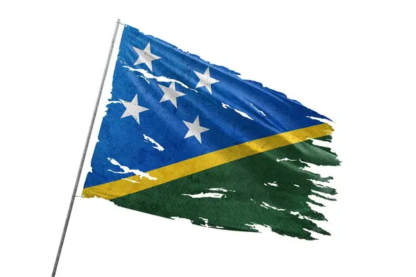 Drapeau Déchiré Des Îles Salomon Sur Fond Transparent Images De Stock Libres De Droits