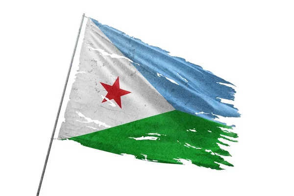 Djibouti Rasgó Bandera Sobre Fondo Transparente Fotos de stock libres de derechos