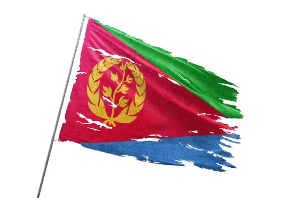 Bandera Desgarrada Eritrea Sobre Fondo Transparente Fotos de stock libres de derechos