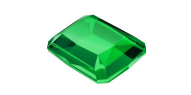 Şeffaf arkaplanda zümrüt mücevher, izole edilmiş yeşil elmas..