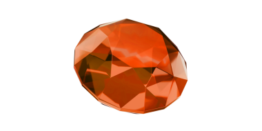 Şeffaf arkaplanda Amber Mücevheri, turuncu değerli elmas izole.