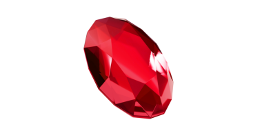 Şeffaf arkaplanda Ruby Gem, izole edilmiş kırmızı mücevher.