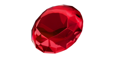 Şeffaf arkaplanda Ruby Gem, izole edilmiş kırmızı mücevher.