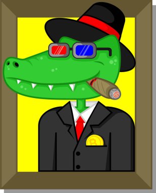 sevimli timsah adam karakter vektör çizimi