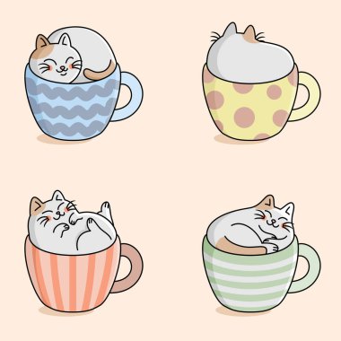 mascot vector illustration of cute cat in cup