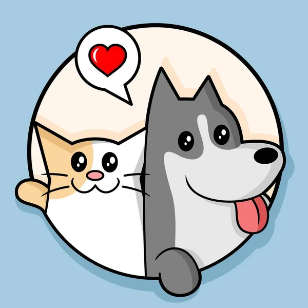 Katzen Und Hundemaskottchen Logo Vektor Illustration Dieses Bild Ist Groß — Stockvektor