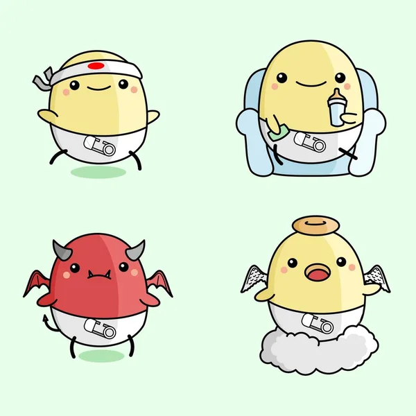 Cute Egg Mascot Logo Vector Illustration Image Large Enough Can — Stock Vector