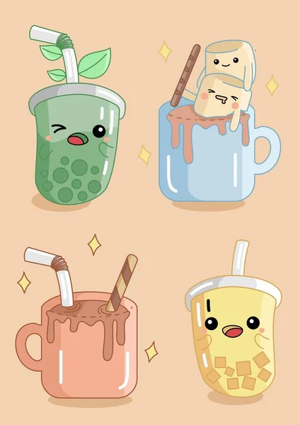 Cute Drink Character Mascot Vector Illustration Image Large Enough Can — Stock Vector