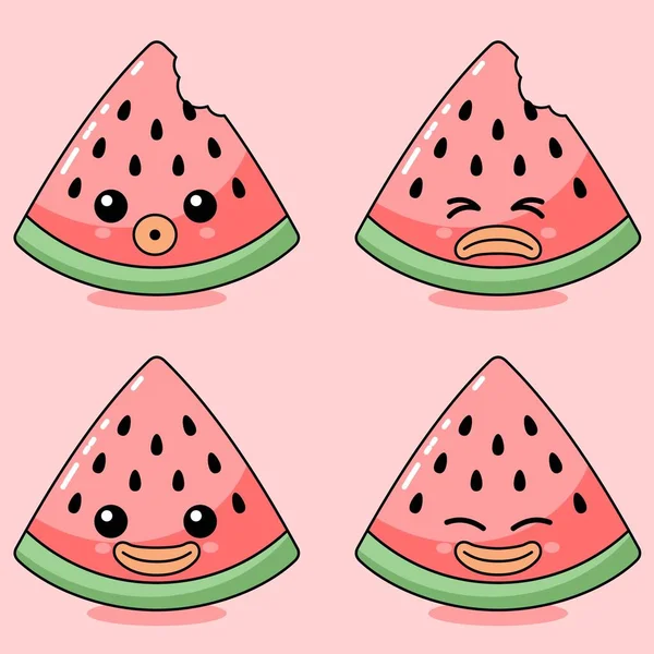 Cute Watermelon Fruit Character Mascot Vector Illustration Image Large Enough — Stock Vector