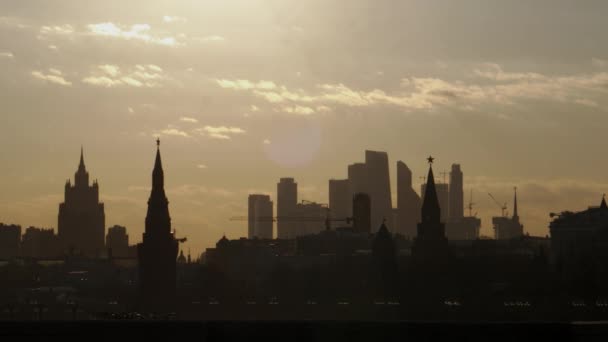Moscovo Rússia Vista Panorâmica Centro Cidade Edifícios Altos Arranha Céus — Vídeo de Stock