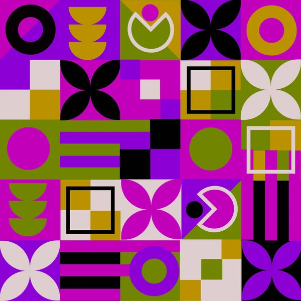 Абстрактный Геометрический Плакат Шаблоном Простых Геометрических Фигур Ярких Цветах Векторная — стоковое фото