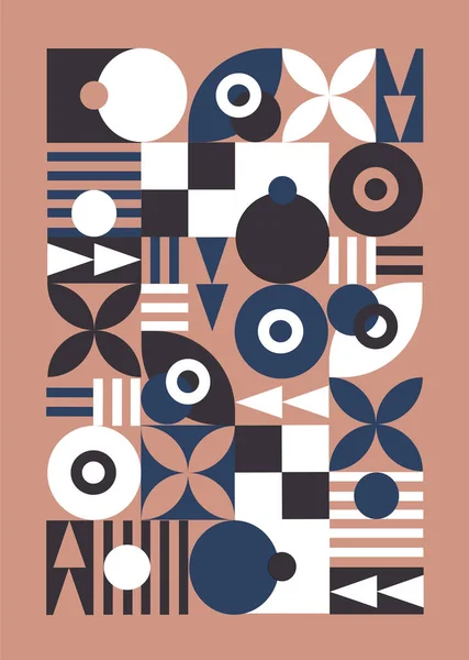 Digital illustration. Poster with abstract geometric pattern on brown background