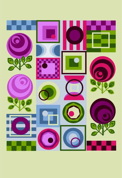 Geometrikus Vektor Illusztráció Különböző Elemekkel Tervezés Nyári Nyaralás Plakát Képeslap — Stock Fotó
