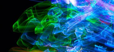 Colorful abstract line light art. Conceptual art showing motion, pulse of the city of Helsinki & darkness of the night. Created by moving camera with long exposure in the city during night