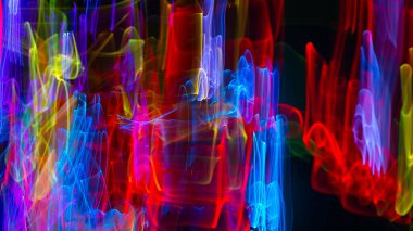 Colorful abstract line light art. Conceptual art showing motion, pulse of the city of Helsinki & darkness of the night. Created by moving camera with long exposure in the city during night