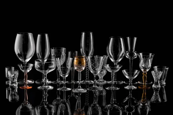 World Glasses Wine Champagne All Kinds Spirits — Stock Photo, Image