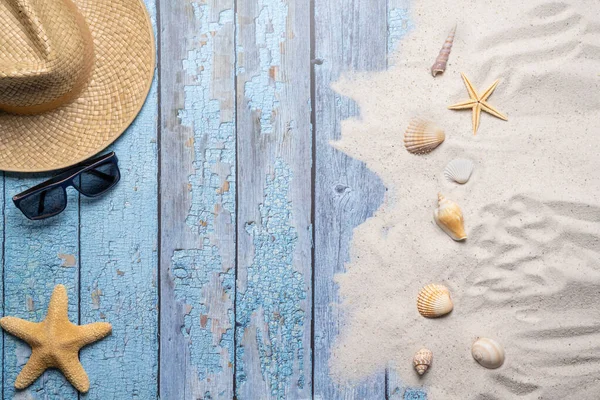 Summer Beach Vacation Concept Free Text Space Top View Flat — Stock Photo, Image
