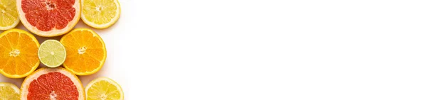Концепция Фруктов Сочных Фруктов Свободным Текстовым Пространством Веб Баннером Плоская — стоковое фото