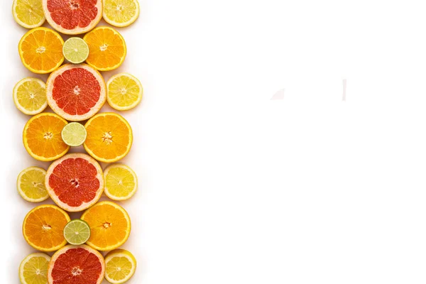 Concepto Para Fruta Fresca Afrutada Jugosa Vista Superior Cítricos Frescos —  Fotos de Stock