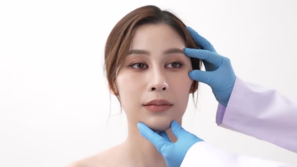Beauty Concept Resolution Asian Woman Preparing Facial Surgery White Background — Stock Video