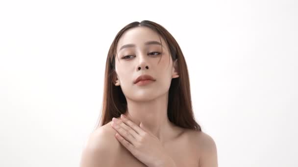 Krásný Koncept Rozlišení Asijské Ženy Mají Důvěru Vlastní Kůži Bílém — Stock video