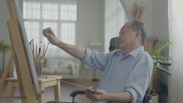 Artist Concept Resolution Asian Man Painting Living Room Artist Creating — 비디오