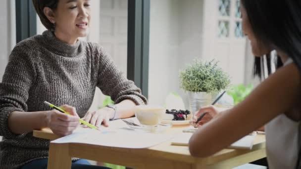 Business Concept Resolution Asian Business People Having Meeting Coffee Shop — Video