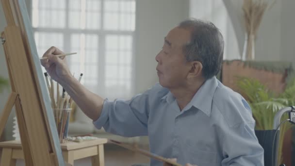 Concetto Artistico Risoluzione Uomo Asiatico Che Dipinge Salotto Artista Sta — Video Stock