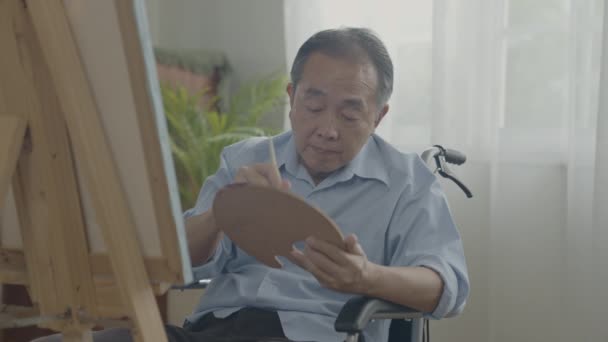 Artist Concept Resolution Asian Man Painting Living Room Artist Creating — Stock Video