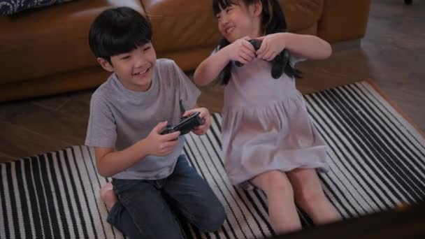 Family Concept Resolution Children Having Fun Playing Games Together House — 图库视频影像