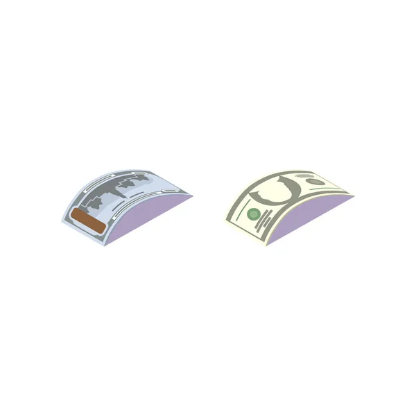 白色背景上的等量纸钞 不同方向的钞票堆栈 货币图标 — 图库矢量图片