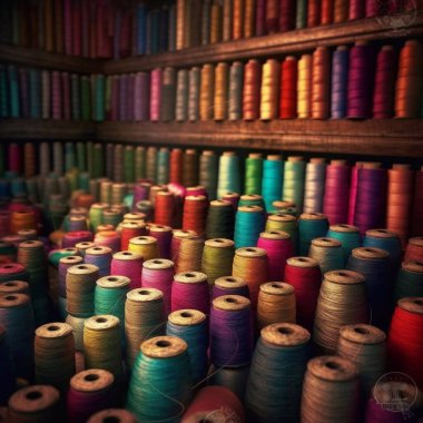 Koyu bir arkaplanda farklı renkte iplikler dikmek. Yüksek kaliteli resim