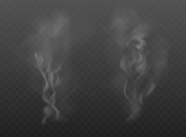 Niebla Realista Efecto Niebla Humo Sobre Fondo Oscuro Ilustración Vectorial — Archivo Imágenes Vectoriales
