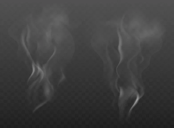 Nevoeiro Realista Efeito Névoa Fumo Fundo Escuro Ilustração Vetorial — Vetor de Stock