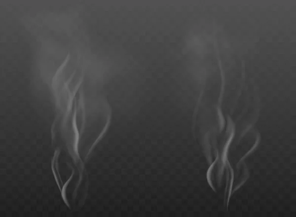 Реалистичный Туман Эффект Тумана Дым Тёмном Фоне Векторная Иллюстрация — стоковый вектор