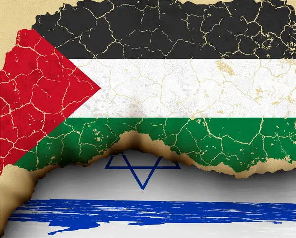 Elemento Rasgó Bandera Palestina Israelí Ilustración Vectorial Ilustraciones de stock libres de derechos