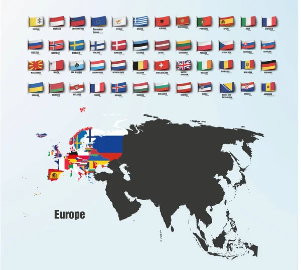 Európai Térképek Országok Szerinti Bontásban Vektorillusztráció — Stock Vector