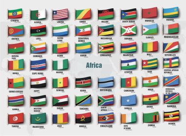 Afrika haritası ülkelere bölündü. Vektör illüstrasyonu