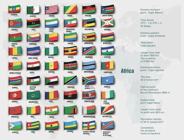 Africká Mapa Rozdělená Podle Zemí Vektorová Ilustrace Stock Ilustrace